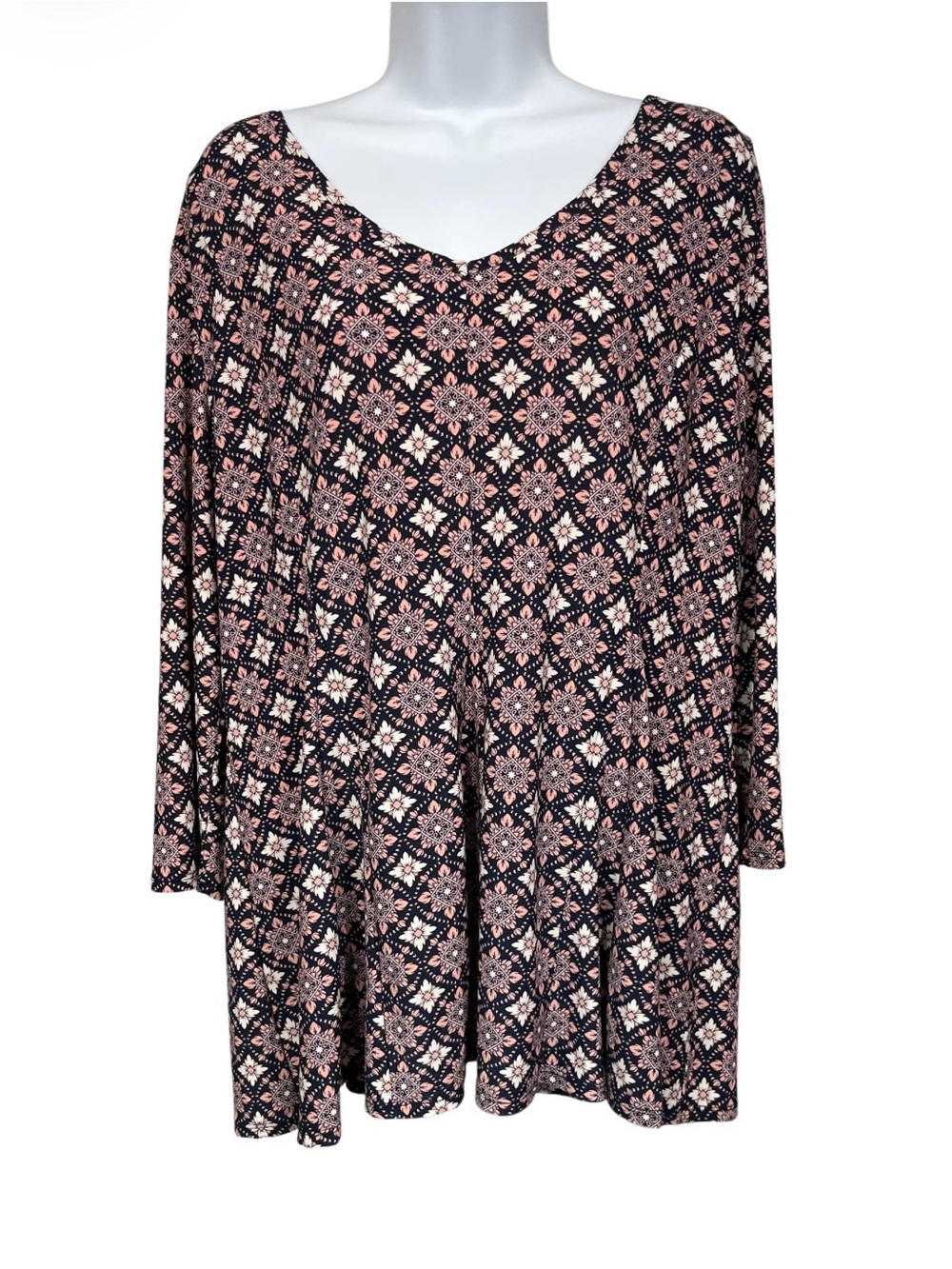 Roz & Ali navy & pink blouse size XL